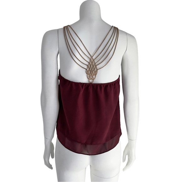 CHARLOTTE RUSSE Burgundy Double Layer Tank Top with Chain Back Straps size XS - Picture 7 of 14